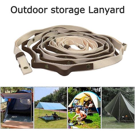 Laisse en cuir de camping de 5 m, 26 trous, pour tente de voyage portable, corde à linge pour étendre le linge et sécher le linge (1/5)