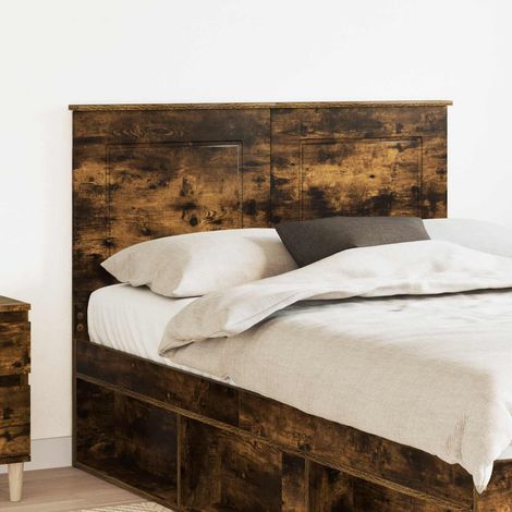 Tête de lit réglable en bois d’ingénierie chêne fumé, fixation murale 123 x 7 x 100 cm - PANGIVO (1/5)