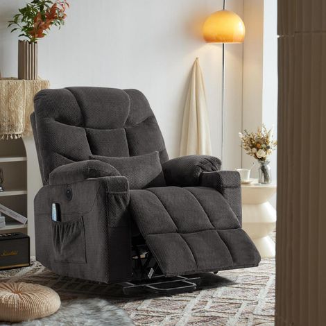 Elektrischer Aufstehsessel mit Massage & Heizung, Relaxsessel mit USB, Grau (1/5)