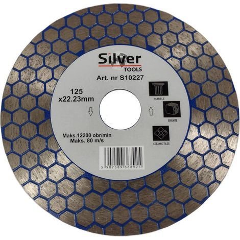 Disco diamantato per taglio e smerigliatura de, Argento, 125 x 1,6 mm, multifunzionale a secco, uso professionale su ceramica e pietra, alta precisione e lunga durata