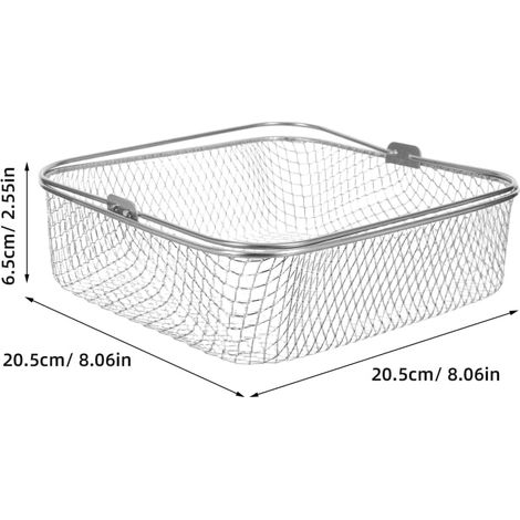 Panier Friteuse À Air Carré Inoxydable Avec Poignée Accessoire Multifonction Pour Friture De Snacks Et Cuisson Saine (1/5)