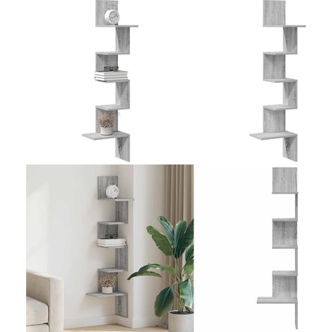 vidaXL Wand-Eckregal Grau Sonoma 32x32x127,5 cm Holzwerkstoff (1/5)