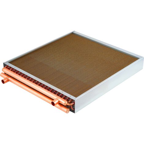 Mophorn Scambiatore di calore acqua-aria 61 x 61 cm, serpentina HVAC con tubi in rame e alette in alluminio, capacità fino a 225K BTU, ideale per riscaldamento idronico, caldaie a legna (1/5)