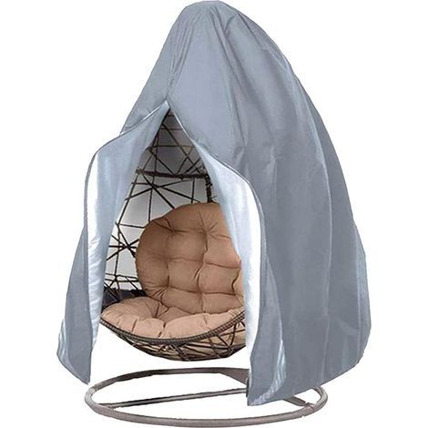 Hausse de Chaise Suspendu 600D Oxford Anti-poussière, Couverture de Balancelle, Housse de Protection pour Fauteuil Oeuf Extérieur, Anti-UV, 190cmx115cm, Gris (1/5)