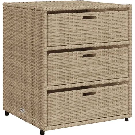 Armario de almacenamiento para jardín mueble de exterior con 3 cajones 55 x 59 x 69 cm resina tejida beige 020047431 (1/5)