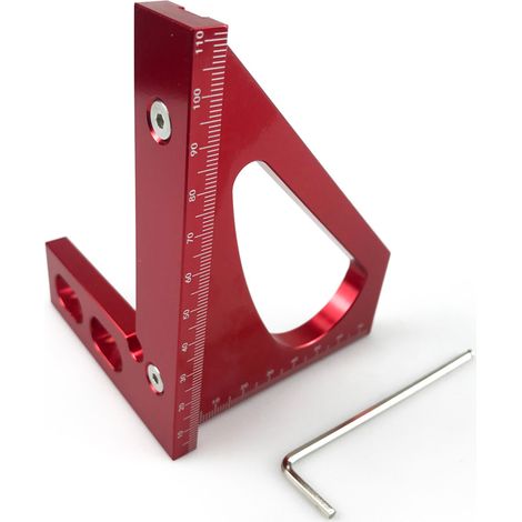 Règle de traçage pour le travail du bois, équerre, gabarit d'angle, équerre de précision, outil de traçage, jauge d'angle, règle en alliage d'aluminium (1/4)