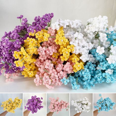 Bouquet De Gypsophile - Fleur Artificielle Tricotée À La Main En Coton Lait - Pour Décoration De Mariage Noël Intérieur - 1 Pièce (1/5)