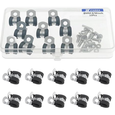10 Colliers De Serrage 8mm Acier Inoxydable Caoutchouc Avec Vis Pour Tuyau Cable Auto (1/5)
