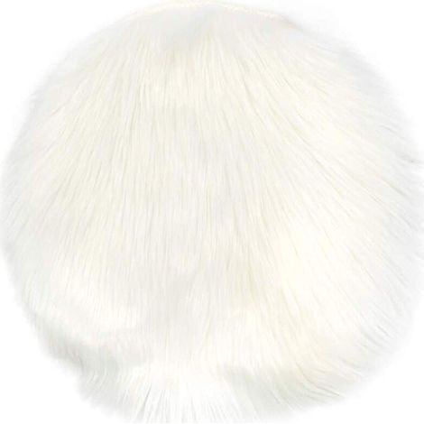 [NEVER USED] Premium Sheepskin Faux Fur Round Seat Cushion for Bedroom, 14" x 14", White