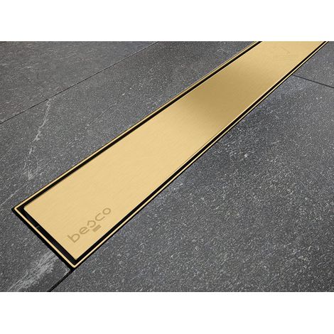 ECOLAM Caniveau de Douche, Drain de Douche, Evacuation, Ecoulement de Douche Virgo Gold Duo en Acier Inoxydable 80 cm brossé Or Brillant (1/5)