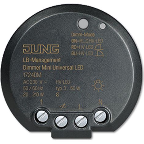 Jung Dimmer Mini Universal LED, con entrada de estación secundaria, UP 1724 DM