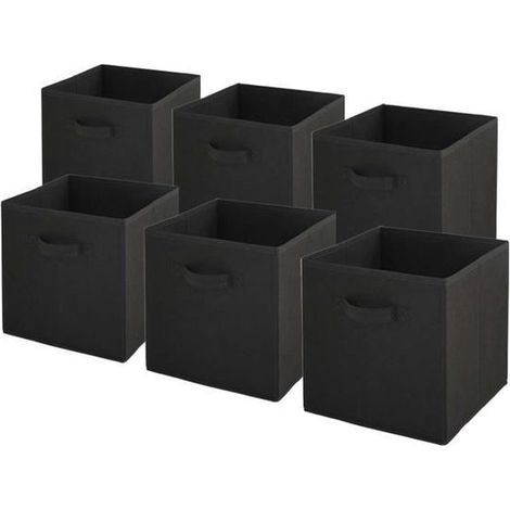 Lot de 6 bacs de rangement intissés pliables - Noir - 27x27x27cm - BOX & BEYOND