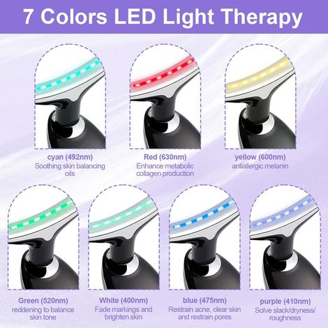 Massaggiatore facciale (1 pezzo) - Marca: Beauty Device con 7 colori LED - Massaggio facciale microcorrente per rughe - Rassodamento viso EMS Gua Sha (1/4)