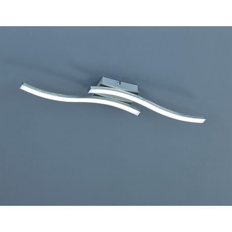Plafoniera Moderna Design Doppia Bacchetta Led 3000k Route Nichel Trio Lighting