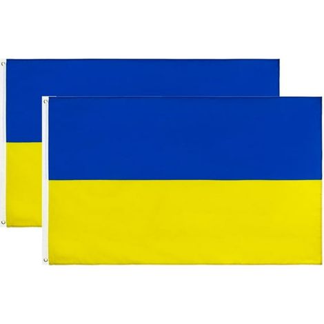 Drapeau national ukrainien 90 x 150 cm, décoration extérieure à suspendre, bleu et jaune, en polyester (1/5)
