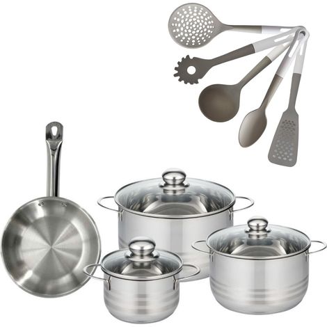 Lot de 1 Poêle 20 cm et 3 Faitouts 16/20/24 cm Fackelmann Eterna avec 5 ustensiles (1/5)