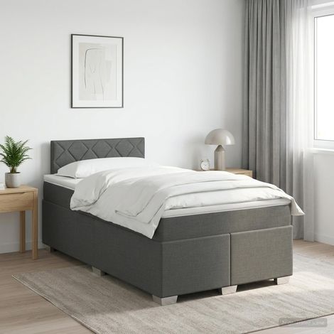 vidaXL Cama box spring con colchón Gris oscuro 120 x 200 cm Tela (1/5)