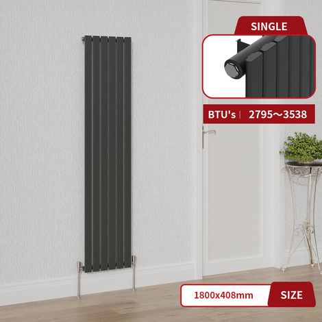 Warmehaus Anthracite Single Flat Panel Vertical Radiator 1800x408mm (1/5)
