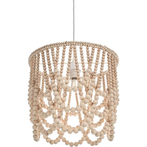Lampadario a perline di legno in stile bohémien marrone chiaro Verugal