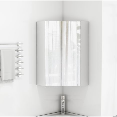 Armario de baño de esquina mural con 3 espejos blanco 32,5 x 32,5 x 55,6 cm DESVIAE (1/5)
