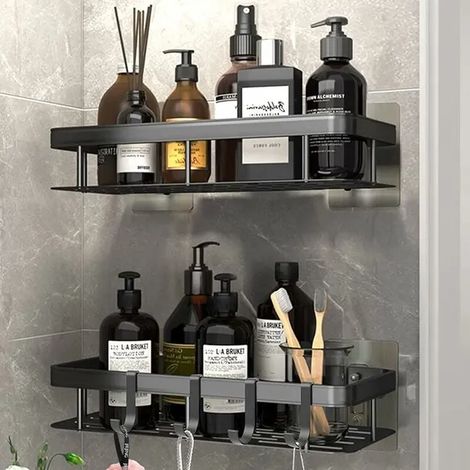 Etagère Douche Lot de 2,Serviteur de Douche,Sans Perçage Étagère Murale de Rangement pour Baignoire,pour Salle de Bain/Cuisine/Chambre (1/4)