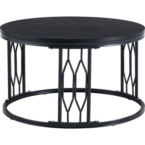 Tavolino da caffè rotondo in MDF e metallo nero 70 x 40,5 cm HOMVRA (1/5)