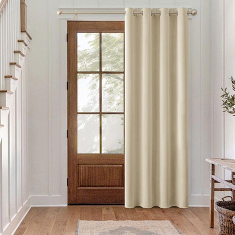 Rideau Occultant Thermique Salon Oeillets Lot de 1 140x260cm Beige (1/5)