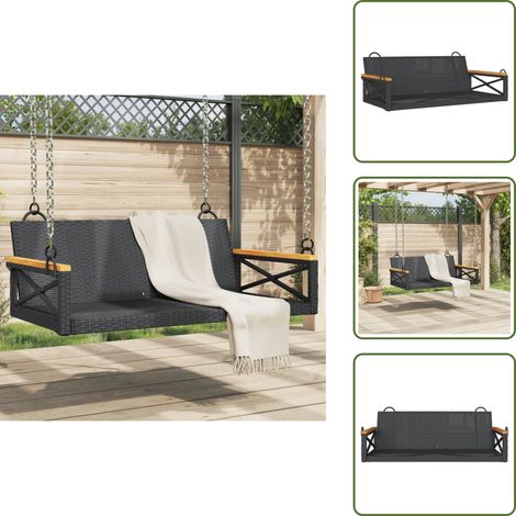 Balancelle noir 109x62x40 cm résine tressée - Balancelle Jardin - Chaise Suspendue - Fauteuil Extérieur - Relax  Jardin - Décoration Terrasse