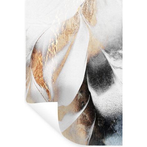 STICKER MURAL Luxe - Abstrait - Or - Blanc Décoration murale 40x60 cm