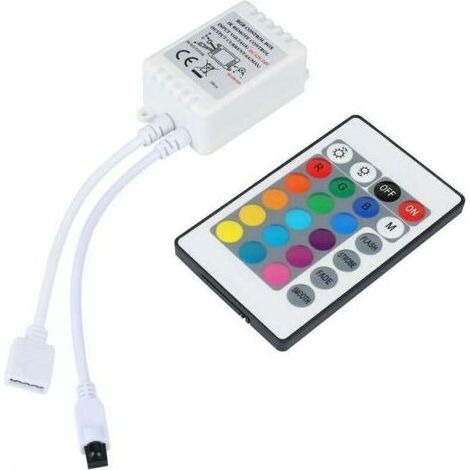Pair 24 Touches Télécommande IR et Blanc IR Contrôleur Pour RGB LED Bande 3528 SMD Ruban Lumineuse (1/4)