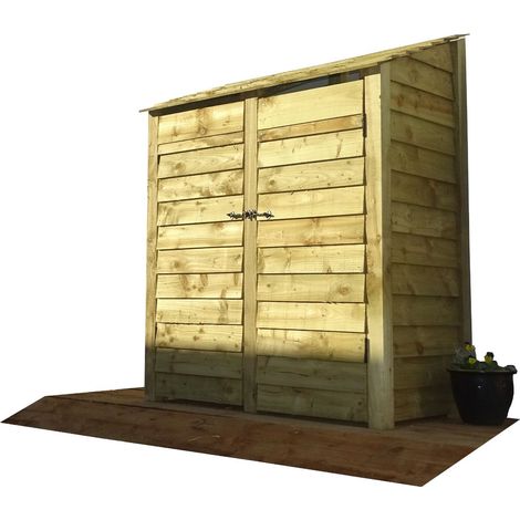 Wooden Log Store, W146xH180cm (Light green, natural finish) With doors and With Kindling Shelf
