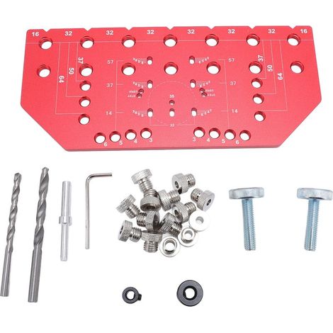 Jig de perforation pour vis de support et charnières en aluminium, gabarit de 35 mm pour panneaux, portes et tiroirs (1/5)