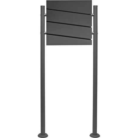 Wiltec Set Designer Briefkasten V16 Anthrazit 370 x 105 x 370 mm mit Ständer, Wandbriefkasten mit Schloss und Zeitungsrolle, Postkasten aus pulverbeschichtetem Stahl
