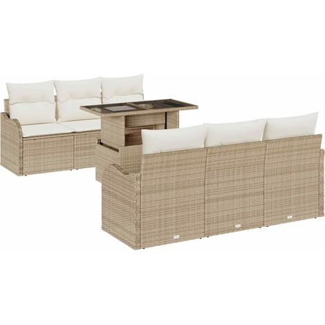 Maison Exclusive - Set Divano da Giardino 7 pcs Beige Rattan in Polipropilene
