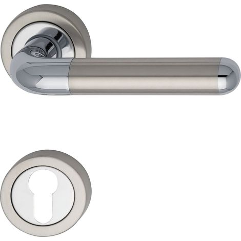 Poignée avec rosace PZ Cylindre profilé laiton chromé/Inox, 1710.16 a.219.m (1/3)
