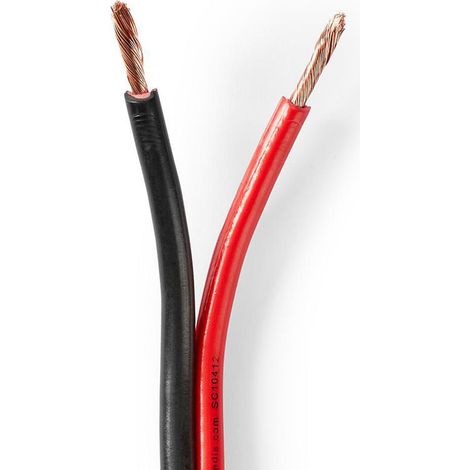 Cable de altavoz 2x 250 mm cca 1000 m redondo pvc negro rojo brida