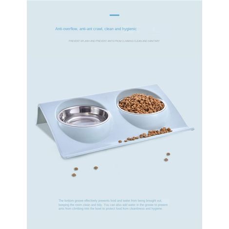 Bol pour animaux de compagnie en acier inoxydable biseauté en plastique anti-dérapant bol pour chien de compagnie anti-éclaboussures mangeoire pour chat bol pour chat bol de nourriture (1/3)