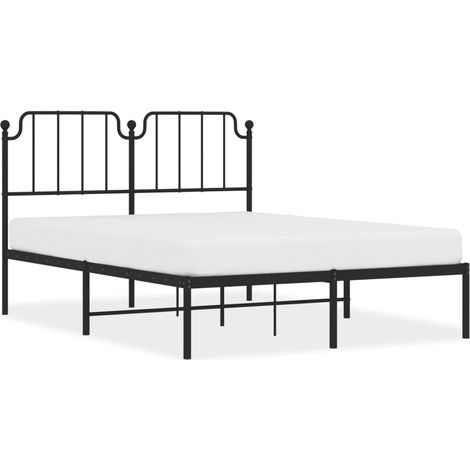 vidaXL Metallbett mit Kopfteil schwarz 140x190 cm