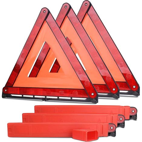 Panneau d'avertissement précoce d'urgence de route de kit de triangle de sécurité, paquet de 3 pliable (1/5)