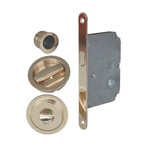 SERRATURA PORTA SCORREVOLE BON BONAITI  NICCHIE TONDE E.MM 50 B.TONDO OTTONE LUCIDO