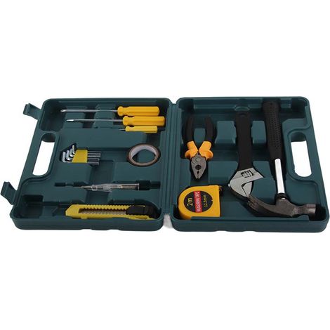 Kit de réparation de 16 pièces avec boîte à outils pour l'entretien de la maison et de la voiture