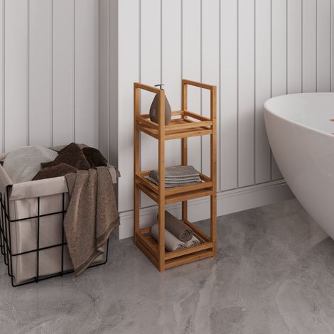 Scaffale da bagno in bambù a 3 ripiani 70 x 26 x 26 cm naturale DESVIAE (1/5)