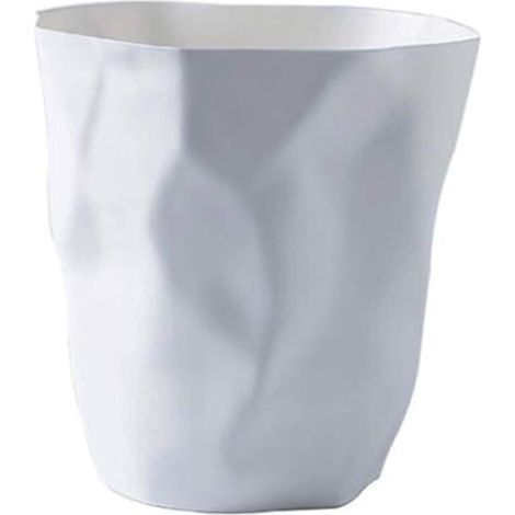 Papelera grande de plástico irregular blanca para oficina o dormitorio - Blanco (1/4)