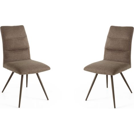 Sedia da cucina in tessuto Marrone gambe metallo HILL set 2 pezzi (1/4)