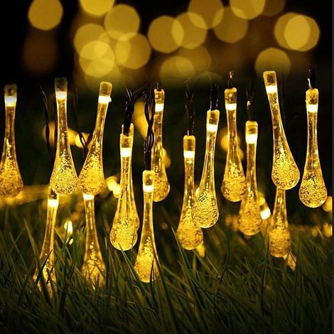 Guirlande LED solaire goutte d'eau 7m 50 lampes multicolores 8 fonctions (1/5)