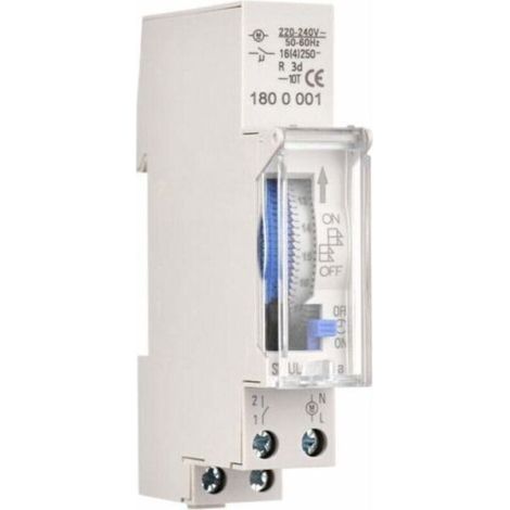 Timer meccanico 24 ore, timer minimo 15 minuti, montaggio su guida DIN, batteria integrata, SUL180a AC220-240V Grigio - SUL180a AC220-240V Grigio..-Crezuo