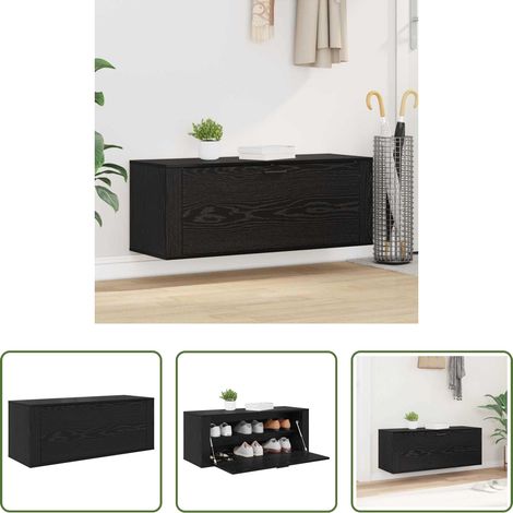 Schuhschrank Holz - Schuhschrank mit Regal Schwarz Eichen-Optik 100 x 35 x 38 cm (1/5)