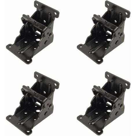 Self-locking folding hinge, 4 pieces of folding hinges for kitchen cabinets, 90-degree folding leg hinge made of sheet steel, lockable pull-out table shelf bracket, folding hinge