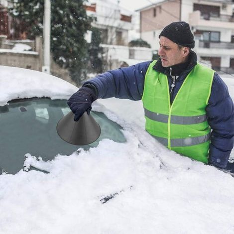 Pelle à glace magique pour pare-brise de voiture – Pelle à glace ronde avec entonnoir, outil de déneigement professionnel, noir