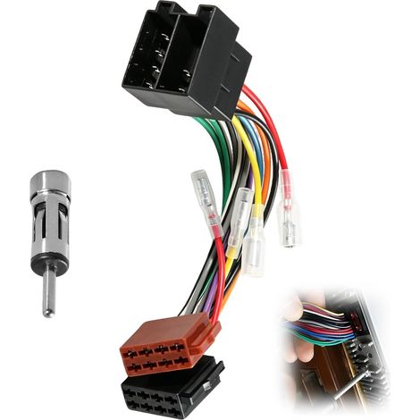 Adaptateur Autoradio ISO 16 Broches, Faisceau de Câblage Stéréo avec Connecteur Antenne DIN, Câble Adaptateur Voiture pour Golf 5 6, pour Installation Radio, Kit Fiche Femelle (1/5)